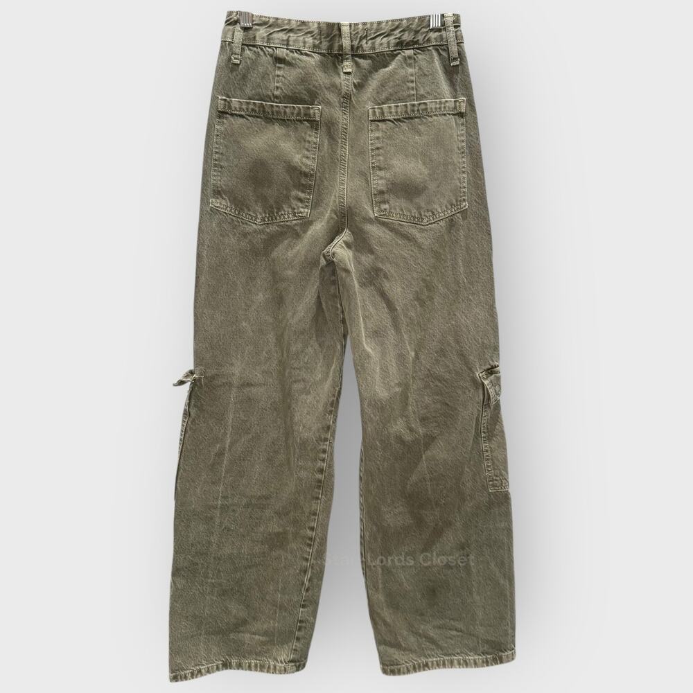 Zara Olive Green 0 Cargo Pants High Rise Wide Leg Y2K Baggy Avante Garde Street - Picture 8 of 8